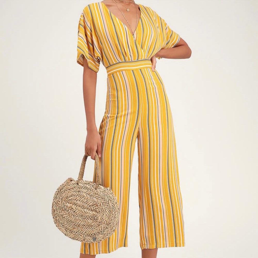 Yellow Striped Jumpsuit